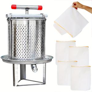 TEMU 메쉬 스트레이너가 포함된 스테인리스 스틸 수동 꿀 압착기 추출기 키트 - 순수한 꿀 및 주스 만들기용 사용하기 쉬운 양봉 도구, 내구성이 뛰어나고 오래 지속됨, 배터리 필요 없음