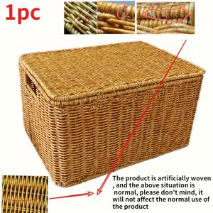 TEMU 매력적인 루스트릭 모사 포도 가지 짜임 보관 바구니 - 내구성, 스타일리시한 옷, 장난감, 스낵 정리함 - 침실, 욕실, 주방, 홈 데코, 욕실 바구니에 적합