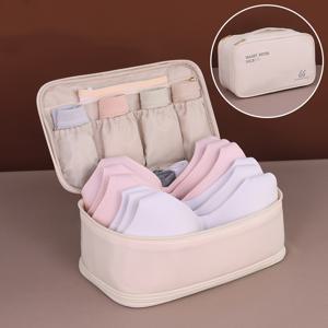 TEMU 1개 더블 레이어 속옷 정리 가방 - 브라, 팬티, 양말용 내구성 있는 나일론 여행 보관함 - 휴대 가능 & 손세탁 가능, 의류 수납