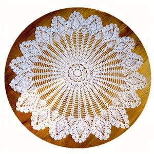 TEMU 할로윈, 크리스마스, 수제 크로셰 라운드 테이블보 - 결혼식, 생일, 집들이, 은퇴를 위한 35.4인치 빈티지 도일리 - 폴리에스터 혼방, 크리스마스, 부활절, 추수감사절, 어머니의 날을 위한 범용 휴일 장식