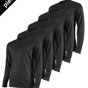 TEMU 남성용 봄/여름/가을 가벼운 캐주얼 탑 5장 세트: 긴팔 티셔츠, 둥근 목선, 신축성 있는 원단