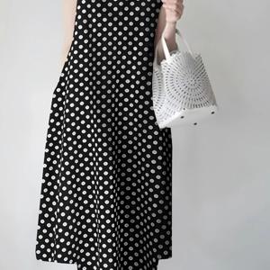 TEMU 폴카 도트 프린트 크루넥 드레스, 봄 & 여름용 캐주얼 민소매 루즈 드레스, 여성 의류|민소매원피스