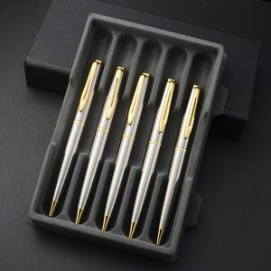 TEMU 골드 악센트가 들어간 5개 팩 금속 볼펜, 판타지에서 영감을 받은 인체 공학적 디자인, 클로저, 중간 굵기, 스틱 펜 구조, 비즈니스 및 사무실용, 1.0MM 파랑/검정 잉크, 14세 이상 적합