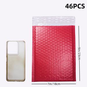 TEMU 밝은 빨간색 PE 버블 메일러 - 충격 방지, 방수 옷, 보석, 화장품 및 명절 선물용 봉투