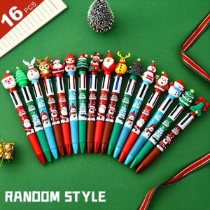 TEMU 16개 크리스마스 4색볼펜, ·트리·순록·눈사람 컬러볼펜 - 수학과 글쓰기, 업무 기록, 일상노트, 낙서 용 | 할로윈 | 크리스마스 | 휴일생일파티 선물 & 경품