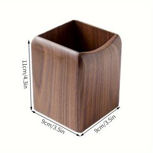 TEMU 천연 목재 펜 홀더, 사무실 책상 액세서리 및 작업 공간 정리함, 펜 정리함, 사무실 책상용 목재 펜 홀더, 천연 목재 펜 홀더 수납 상자, 가정용품 (검은 호두나무)