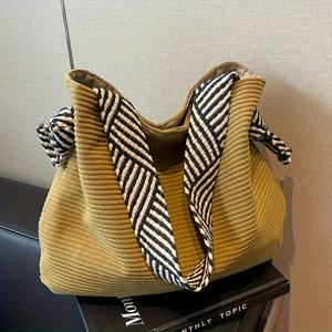 TEMU 코듀로이 토트백 - 플러시 내부, 아이씨 클로저 대형 핸드백, 데일리 커뮤트 & 쇼핑용 소프트 캐주얼 숄더 퍼스 (그레이///) - 코듀로이 핸드 캐리 백