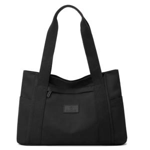 TEMU 여성용 지퍼 잠금, 고정 숄더 스트랩, 폴리에스터 안감이 있는 우아한 나일론 토트백 - 메신저 백이 있는 캐주얼 쇼핑 핸드백, 광저우 제작, 관리 방법 포함 - 크림색