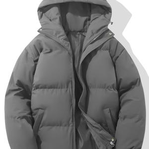 TEMU 남성용 헤비웨이트 겨울 후드 재킷 - 풀지퍼 클로저, 전면 포켓이 있는 보온 코트 - 일상 및 정장용 라이트 블루 추운 날씨 아우터웨어 - 비신축 원단 구조, 계절 패션, 클래식 디자인, 내구성 강화, 야외 활동 애호가, 캐주얼 웨어, 루즈핏, 고품질 단열, 어드벤처러, 두꺼운