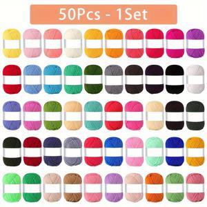 TEMU 25개/50개 컬러풀하고 부드러운 크로셰 양모 스레드 키트, 내구성 있는 폴리에스터 직조 양모, 손뜨개 및 크로셰 양모 세트, 창의적인 직조 예술 장식 양모, 25g/개 작은 양모