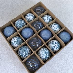 TEMU 상자에 담긴 16개의 고급 크리스마스 볼 6cm 크리스마스 매달린 볼 메리 크리스마스 파티 시퀸 플래시 볼 펜던트