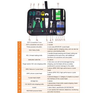 TEMU 전문 네트워크 서비스 도구 키트, RJ45 테스터, 압착 플라이어, 케이블 추적기, 클립 키트, 플라스틱, 무충전, Cat5 Cat5e Cat6용, 휴대용 운반 가방 포함