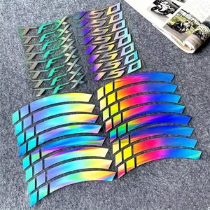 TEMU 반사 휠 데칼 - 방수 및 자외선 차단 PVC 허브 스티커, 레드 레이저 그라데이션, 전사 필름으로 쉬운 부착