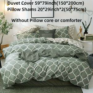 TEMU 폴리에스터 반응적 인 프린팅 그레이 리오 베개 커버 세트 3피스 세트 피부 친화적 소프트 통기성 호텔 침실 침구