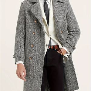 TEMU 남성용 솔리드 컬러 가을-겨울 코트, 라이트 비즈니스 스타일, 따뜻한