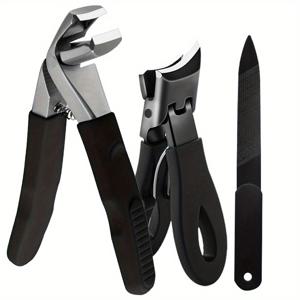 TEMU 노인용 두꺼운 손톱 3pcs, 각도 조절 헤비듀티 발톱깎이 + 먼지 받이, 넓은 개구부 남녀공용 손톱깎이, 날카로운 스테인리스 스틸 네일 커터, 완벽한 크리스마스 선물