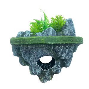 TEMU 플라스틱 플로팅 로크 물고기 탱크 장식 - 인공 섬 생태학적 풍경 레지드와 동굴로 수중 애완동물용, 생동감 있는 무지개 그라데이션 디자인, 물고기 탱크에 쉘터를 제공하고 현실성을 추가합니다, 수족관 장식