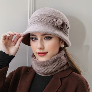 TEMU 1개 베레모 모자 - 여성용 스타일리시 겨울 비니, 두꺼운 플리스 안감 꽃무늬 디자인, 출퇴근, 여행, 하이킹 및 사이클링에 적합한 다목적 따뜻한 엄마의 모자, 축제 행사에 완벽|벙거지모자