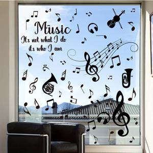 TEMU 9개 세트 뮤직 노트 창문 스티커 - 기타, 트럼펫, 피아노 & 음악 문구 포함 양면 정전기 접착식 데칼, 7.9x11.8인치 PVC 장식, 음악실, 침실, 사무실, 댄스 스튜디오용, 내구성 있는 소재, 창의적인 디자인