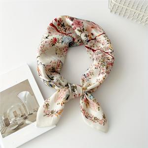 TEMU 우아한 플로럴 프린트 비스코스 스퀘어 스카프 - 여성용 염색 손세탁 가능 숄, 주말 캐주얼 장식 스카프, 방풍 보온, 깃털 없는 예술적 패션 액세서리