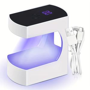TEMU LYYKLLY 미니 네일 젤 램프 - USB-Powered LED 네일 드라이어 및 LCD 디스플레이, 3 모드 (보라/블루/화이트 라이트) 살롱 및 가정용, 휴대용 네일 폴리시 리무버 및 젤 폴리시 케링, 네일 램프, 살롱 장비, 현대 미용 도구, 내구성 플라스틱 바디