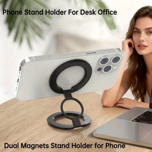 TEMU 아이폰 17 16 15 14 13용 듀얼 마그네틱 폰 링 홀더, 양면 자석 휴대폰 그립, 조절 가능한 핑거 링 킥스탠드, 아이폰, 스마트폰, 체육관, 냉장고용 자석 폰 홀더 그립|그립톡|책상|핸드폰거치대