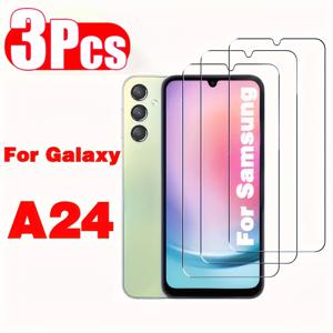 TEMU 삼성 A24용 3개 세트 템퍼드 유리 스크린 보호기, 고화질 거친 표면, 파손 방지 디스플레이 커버 필름