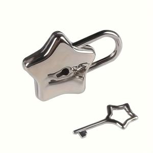 TEMU 매력적인 별 모양 금속 자물쇠와 열쇠 - 아연 합금, 골드 & 실버 옵션