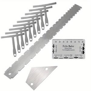 TEMU 12개 조각 기타 측정 도구 세트, 기타 넥 노치 엣지, 9개 조각 기타 반경 측정기, 스트링 액션 측정기, 코드 높이 자, 기타와 베이스를 위한 측정 도구