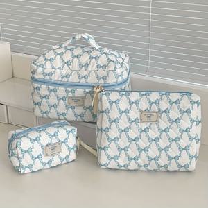 TEMU 여아용 여행용 신선하고 달콤한 머메이드 보우 세트 3개, 휴대용 퀼트 소프트 수납 가방