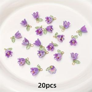 TEMU 20/50개 다색 라일리 오브 더 밸리 꽃 참 - DIY 주얼리, 팔찌, 열쇠고리 및 목걸이용 아크릴 펜던트