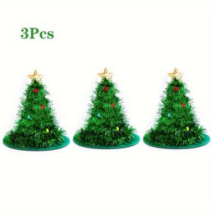 TEMU 성인용 3피스 페스티브 크리스마스 트리 모자 – 부드러운 벨벳, 두껍고 푹신한 파티 헤드웨어, 컬러풀 장식구 & 별 장식 탑, 세탁기 사용 가능 폴리에스터, 크리스마스 & 새해 축하, 할로윈, 크리스마스, 새해, 발렌타인데이 및 파티 이벤트용 크리스마스 가랜드