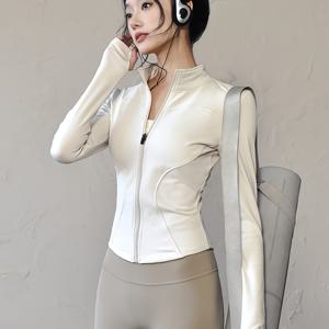 TEMU 패션 요가 방풍 재킷 | 하이 스트레치, 크루넥, 긴소매, 지퍼 클로저, 슬림핏, 러닝, 요가, 테니스, 스튜디오, 캐주얼 외출, 이브닝 데이트에 적합|요가|요가복|여성의류