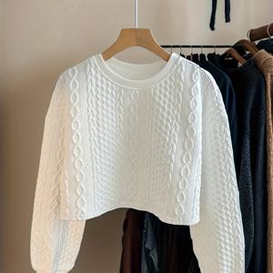 TEMU 소녀용 소프트 스트레치 니트 풀오버 스웨터 - 라운드 넥, 일상 및 정장용 올시즌 레이어링 탑 - 학교, 놀이날, 가족 모임을 위한 캐주얼 스웨터 - 쉬운 관리 니트웨어, 리브 텍스처, 편안한 핏, 클래식 디자인, 통기성 원단, 어린이 의류, 학교 아이들을 위한 니트