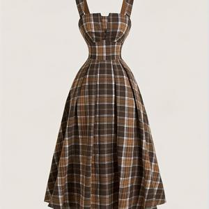 TEMU 【타겟 스타일】체크무늬 롱 드레스