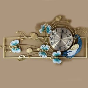 TEMU 우아한 공작 & 나비 금속 벽시계 - 침실, 거실 또는 야외 정원 장식용 무소음, 고급 디자인 - 배터리 작동 (AA 배터리 미포함)|벽시계|벽시계