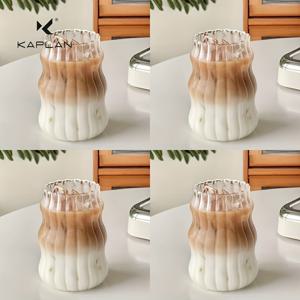 TEMU KAPLAN 4pcs 창의적인 리플 수직 유리 세트, 고강도 보로실리케이트 내열 투명 텀블러 – 커피, 아이스 음료, 주스 & 밀크티용, 홈 사용 또는 카페 오후 티 시간에 완벽한 선물 (추수감사절, 할로윈, 크리스마스)