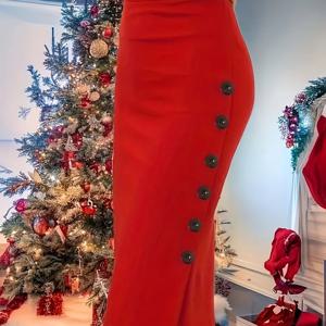 TEMU 보석 로즈 색상의 솔리드 하이웨이스트 펜슬 스커트