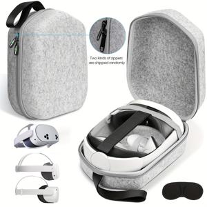 TEMU SARLAR 하드 여행 가방, 섬유, 가벼우며 휴대용, Vision Pro/Meta/Oculus Quest 2/Quest 3/3s 및 액세서리와 호환 가능