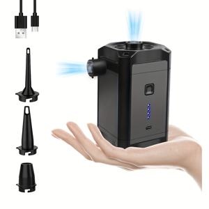 TEMU 1개 휴대용 전기 에어 펌프, 5200mAh 충전식 빠른 인플레이터, 매트리스, 보트, 수영 링, 수영장 장난감 - 컴팩트, 경량, 이중 에어 아울렛, USB 충전, 구리 및 ABS 구조, ≤36V 작동 전압