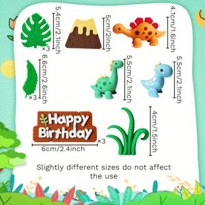 TEMU LaVenty 고급 소형 공룡 케이크 장식 - 표현적인 눈과 눈이 있는 튼튼한 레진 공룡 파티 선물, 전기 불필요, 생일, 성별 공개 파티 용품, 공룡 파티 장식