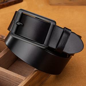 TEMU 세련된 매력, 남성용 블랙 인조 가죽 벨트와 스퀘어 합금 버클 - 캐주얼 비즈니스 스타일, 내구성 있고 패션 포워드
