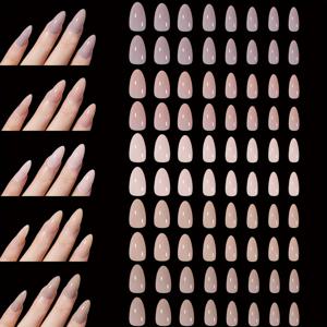 TEMU 140개 5색상 짧은 아몬드 네일 팁, 여성 일상 및 파티용 풀세트 14가지 사이즈 아크릴 인조네일 팁, DIY 매니큐어 살롱 프레스온 젤 네일 키트 용품|네일팁