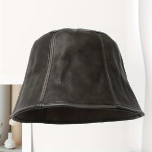 TEMU 뉴 PU 가죽 낚시꾼 모자 야외 라이트 럭셔리 패션 선쉐이드 안티에이징 덕빌 모자 인터넷 유명인 모자 여성용|벙거지모자