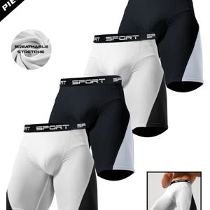 TEMU 4-팩 남성 운동 반바지, 컬러 블록 스포츠 러닝 반바지, 고탄성 속건 농구 트레이닝 압축 바지, RUKIOO 브랜드, 폴리에스터 블렌드 스판덱스, 단색 디자인, 남성 롱라인 복서 브리프