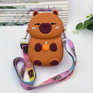 TEMU 만화 카파바라 소형 사이즈 실리콘 동전 지갑 귀여운 만화 카피바라 수납 가방 학생 가방 압축 해제 소형 지갑