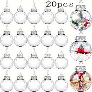 TEMU 20개 팩 투명 DIY 채워넣을 수 있는 크리스마스 장식품, 6cm 크래프트 플라스틱 볼, 축제 트리 장식, 깃털 없음, 비전기 휴일 장식