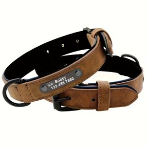 TEMU 소프트 패드가 있는 맞춤형 개 목걸이, 내구성 있는 단색 애완동물 목걸이와 개인화된 이름 태그, 개 ID 태그용 이름과 전화번호로 맞춤 설정 가능, 소형부터 대형견까지 적합 - 반려동물을 위한 완벽한 선물