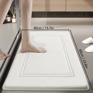 TEMU 1pc 초소프트 퀵드라이 욕실 매트, 슈퍼 흡수성 미끄럼 방지 욕실 러그, 기계 세척 가능, 낮은 털, 직사각형, 줄무늬 패턴, PVC 뒷받침이 있는 폴리에스터, 경량 플란넬 카펫 패드