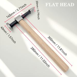 TEMU 16mm 플랫 헤드 스틸 시트 메탈 해머, 덴트 수리 및 성형용 - 목재 손잡이가 있는 자동차 바디 도구, 정밀 작업용 뾰족 & 둥근 끝, 자동차 유지 보수 및 DIY 프로젝트에 이상적, 시트 메탈 성형 | 듀얼헤드 해머 | 견고한 제작 품질